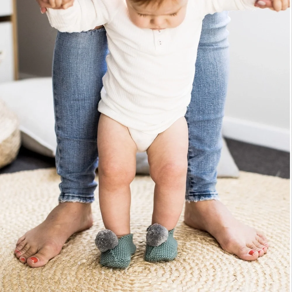 New! Baby Pom Pom Slippers by Alimrose-Grey